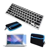 Skque 13.3 Inch Laptop Notebook Glove Bag Blue + Clear Screen Protector + Black Silicone Keyboard Skin Cover for Apple Macbook 13.3 Laptop