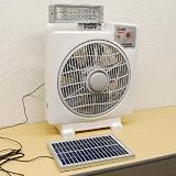 ツーウェイ充電式扇風機　ソーラーパネル付　LEDライト付(蓄電池２個内蔵)