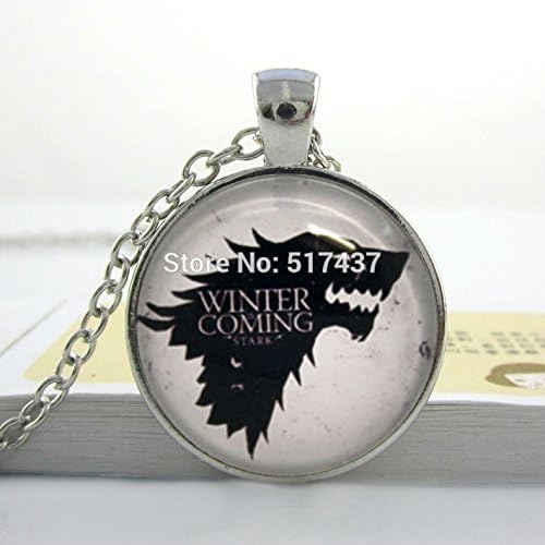 Lawrence Painting Wolf Necklace Game Of Thrones Stark Necklace Game Of Thrones Stark Sigil Winter Is Coming Necklace Glass Dome Jewelry