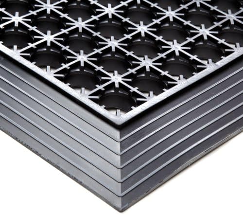 Ergomat Nitrile Rubber Anti-Slip Mat, for Extreme Liquids Areas, 2' Width x 13' Length x 0.77" Thickness, Black