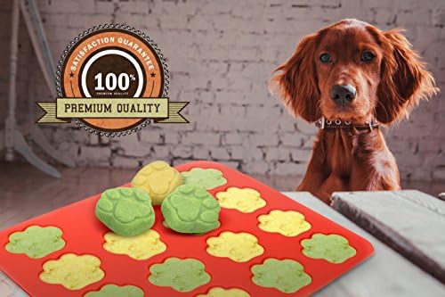 CorkyFur Silicone Homemade Dog Treat Maker Cake Pans -& Recipe Guide - 12 x 10 inch