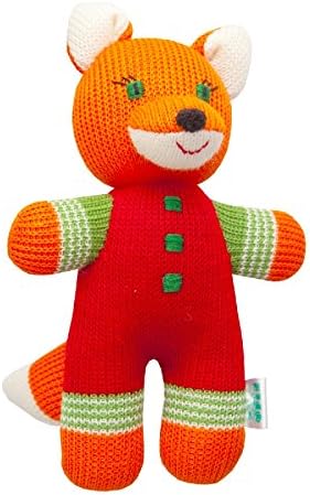 Ukrainian Stuffed Knitted Organic Washable Animal Doll Baby Fox 'Nikita' 7"