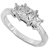 Three Stone Princess Cut Diamond Ring 1.00ctw (IJ/I1) in White Gold