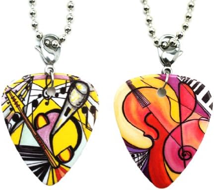 Art of Music 2 sided Guitar pick pendant with necklace chain