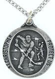 St. Christopher Hockey Medal Pewter Medal 27 Chain