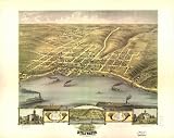 Bird's eye view of the city of Stillwater, Washington County, Minnesota 1870. Drawn by A. Ruger., large historic panoramic map reprint 45x36