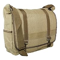 Classic Canvas Crossbody Shoulder Laptop Messenger Bag - Khaki