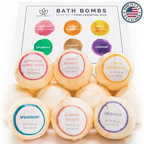 Bath Bomb Gift Set, 6 Pack - Organic Bath Bombs - Lush & Fizzy Bath Bomb w/ 100% Pure Essential Oils - Made in USA