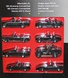 1995 Hot Wheels Black Convertible Collection Set of 8 - Mercedes SL/'65 Mustang/'95 Camaro/Mazda MX-5 Miata/Dodge Viper RT/10/Shelby Cora 427 S/C/Roll Patrol/Custom Corvette