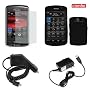 BlackBerry Storm2 9550 Combo Solid Black Silicon Skin Case + LCD Screen Protector + Rapid Car Charger + Home Wall Charger for BlackBerry Storm2 9550