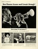 1964 Ad Henry James Kleenex Facial Tissues Trumpet Musical Wind Instrument Test - Original Print Ad