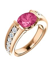 18K Rose Gold 9.00x7.00mm Oval Cut Pink Tourmaline and Diamond Ring -- LIFETIME WARRANTY