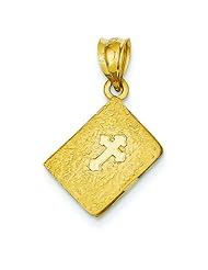 14K Yellow Gold Holy Bible Locket Religious Pendant