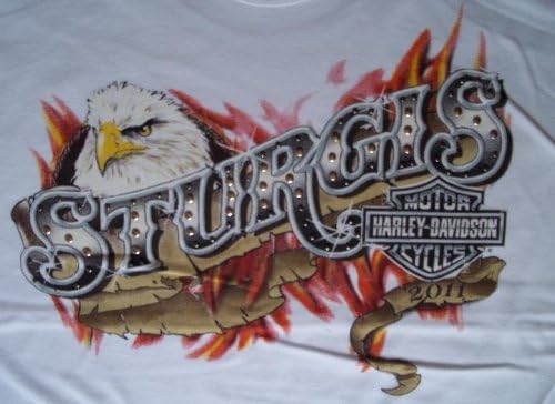 Ladies XXL Bling Harley Davidson Sturgis 2011 Metal Studded Tank T White