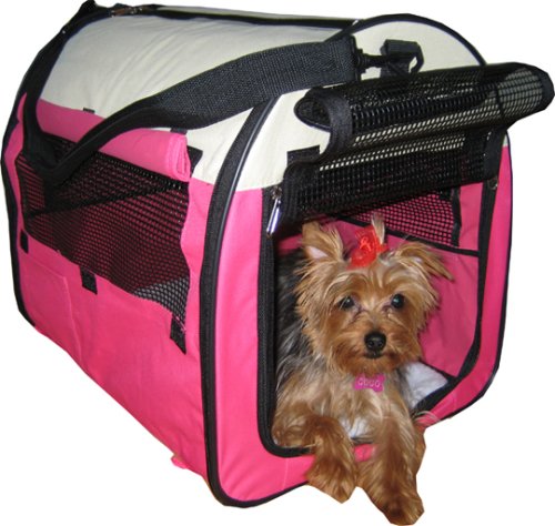 Hot Pink - Designer Portable Pet Home Carrier Provides Shelter Anywhere Pet Goes - Small
