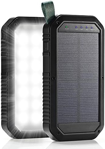 Solar Charger with 3 USB Port, Hallomall 8000mah Solar Phone Charger with 21Led Flashlight, Portable Phone Charger External Battery Pack Power Bank for Outdoors (Rainproof,Shockproof) (black)
