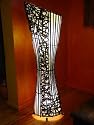 Asiatische Designer Lampe, Oval, Bambus Dekor2, H&ouml;he ca. 110 cm