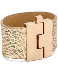 Leighelena "Jigsaw Buckle Bracelet" Wide Copper Antique Lizard Bracelet