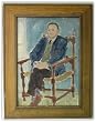 Man Seated in Chair II, Original 1954 Figurative Oil Painting on Paper on Board By Carmel Artist Victor Di Gesu (1914-1988) - Framed Artwork