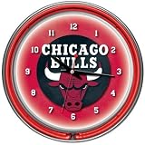 Chicago Bulls NBA Chrome Double Ring Neon Clock