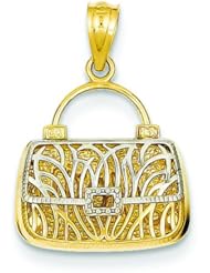 14K Two Tone Gold Reversible Mom Purse Charm Pendant