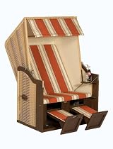 Strandkorb Janina 30Z terra / beige, Kunststofffeingeflecht natur, inklusive1 Seitentisch