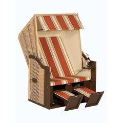 Strandkorb Janina 30Z terra / beige, Kunststofffeingeflecht natur, inklusive1 Seitentisch