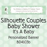 Silhouette Couples Baby Shower - It's A Baby - Personalized Baby Shower Banner