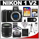 Nikon 1 V2 Digital Camera Body (Black) with 10-100mm VR Lens + 32GB Card + Case + Tripod + 3 (UV/FLD/CPL) Filters + Remote + Accessory Kit