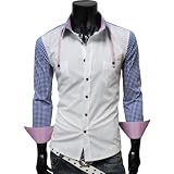 TheLees (CHS2) Mens slim fit plaid check pattern pocket shirts