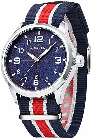 NIUBILITY 8195 Men Deep Blue Dial Canvas Strap Quratz Wristwatch