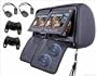 Black Color Pair of Headrest 7" LCD Car Monitors with Region Free DVD player USB SD Wireless Dual Channel Headphones and 8 and 32 Bit Games