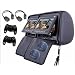 Black Color Pair of Headrest 7" LCD Car Monitors with Region Free DVD player USB SD Wireless Dual Channel Headphones and 8 and 32 Bit Games
