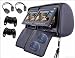 Black Color Pair of Headrest 7" LCD Car Monitors with Region Free DVD player USB SD Wireless Dual Channel Headphones and 8 and 32 Bit Games