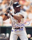 Kevin Mitchell Autographed San Francisco Giants 8 x 10 Photograph Inscribed with 89 NL MVP (Unf