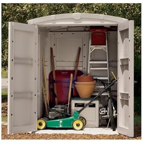 Outdoor Large Storage Shed, Taupe, 66w x 60d x 83h