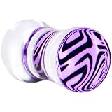 4 Gauge Violet Zebra Acrylic Saddle Plug