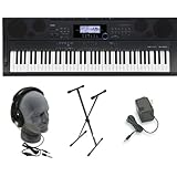 Casio WK6500 76 Key Touch Sensitive Workstation Keyboard Package with Power Supply, Stand and Headphones