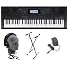 Casio WK6500 76 Key Touch Sensitive Workstation Keyboard Package with Power Supply, Stand and Headphones