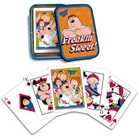 Click here to buy Family Guy Playing Cards in a Freakin Sweet Tin by Rix.