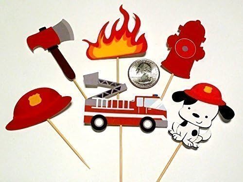 Firefighter Theme Cupcake Toppers - 12 count