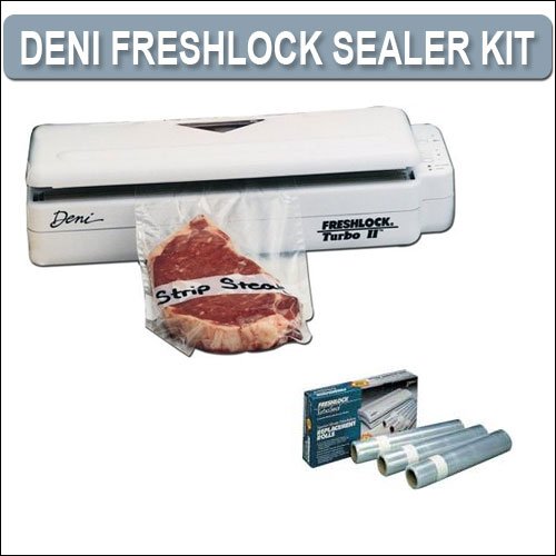 Deni Freshlock Turbo II Vacuum Sealer 1830 Kit With 3-pack Replacement Rolls