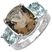 6.60 Carat Genuine Smoky & Blue Topaz Sterling Silver Ring