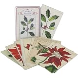Cavallini Glitter Cards Holiday Botanical 12 cards (6 designs) in tin