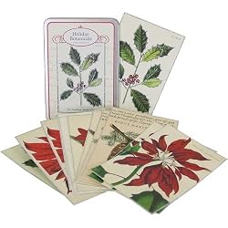 Cavallini Glitter Cards Holiday Botanical 12 cards (6 designs) in tin,1pack