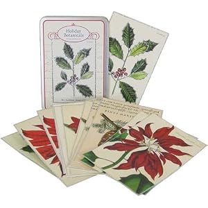 Cavallini Glitter Cards Holiday Botanical 12 cards (6 designs) in tin