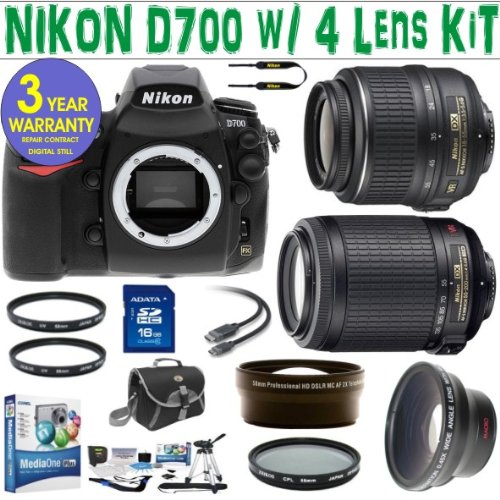 BRAND NEW NIKON D700 (IMPORT) w/ NIKON 18-55 VR LENS + NIKON 55-200 VR LENS + 2X LENS + .45X SUPER WIDE ANGLE LENS + 16 GIG MEMORY CARD + 3 YEAR CELLTIME WARRANTY