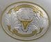 German Silver Longhorn  Western Belt Buckle  5" x 3-3/4"