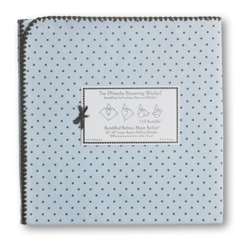 Swaddle Designs 究極のおくるみブランケット ブラウンドット パステルブルー SD-014PB