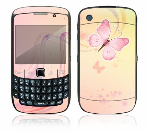 Pink Butterfly Decorative Skin Cover Decal Sticker for BlackBerry Curve 8500 Cell Phone